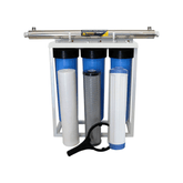 3 - Stage Big Blue Descale + UV Water Filtration System – 20 Inch, 2720 L/h (Sediment + Carbon Block + Siliphos + 55W UV) - H2O Warehouse