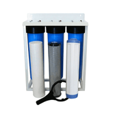 3 - Stage Big Blue Descale Water Filtration System – 20 Inch, 2720 L/h (5 Micron Sediment + Carbon Block + Siliphos Cartridge) - H2O Warehouse
