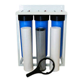 3 - Stage Big Blue Water Filtration System – 20 Inch, 2720 L/h (1 & 5 Micron Sediment + Carbon Block Filters) - H2O Warehouse