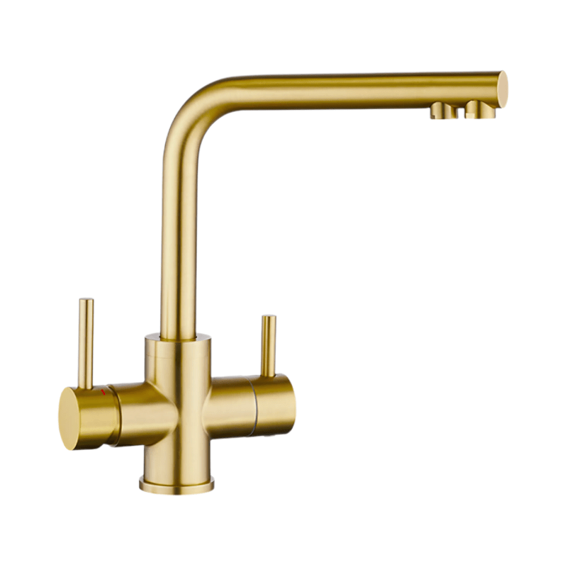 Brushed Gold Stainless Steel 3 - Way Mixer Faucet – Hot, Cold & Purified Water | 4021PJ - H2O Warehouse