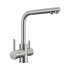 Brushed Silver Stainless Steel 3 - Way Mixer Faucet – Hot, Cold & Purified Water | 4021BN - H2O Warehouse