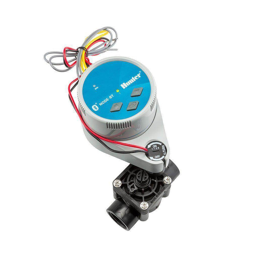 HUNTER NODE - BT - 100 - VALVE - B Single - Station Bluetooth Battery Controller With PGV - 101G - B Valve & DC Latching Solenoid - H2O Warehouse