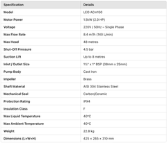 LEO ACm150 Centrifugal Pump - 1.5KW | 220V Single Phase - H2O Warehouse