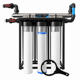 Pre-Plumbed Stainless Steel 3-Stage Big Blue Water Filtration System – 20″ | 2,720 L/h | 55W UV Steriliser | 1″ x 32 mm PVC Pipework - H2O Warehouse