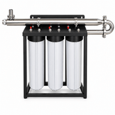 Premium 3-Stage Big Blue + 55 W UV Water Filtration System | Stainless Steel Pipework - H2O Warehouse