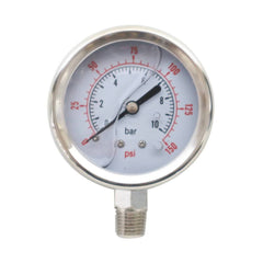 Pressure Gauge (0 - 10 Bar, 63mm Diameter, ¼Inch Bottom Entry) - H2O Warehouse