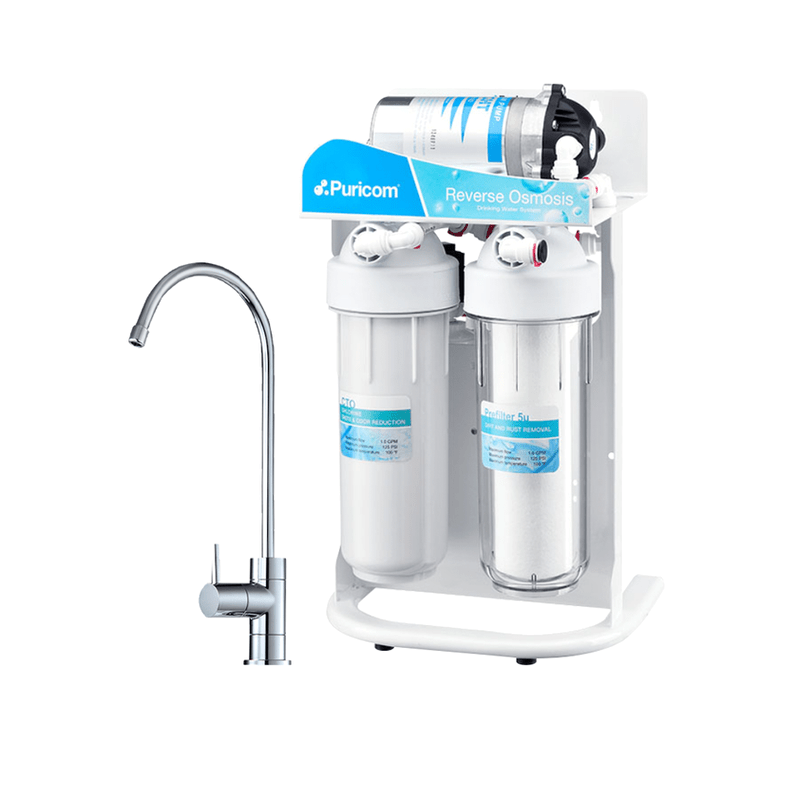 Puricom CE-6P 5-Stage Under-Counter Direct-Flow RO System | 400 GPD | With Pump - H2O Warehouse