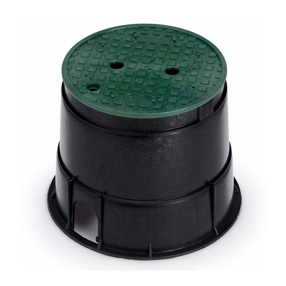 RAIN BIRD PVB10RND Round Valve Box, 25cm Black Body & Drop - in Green Lid - H2O Warehouse