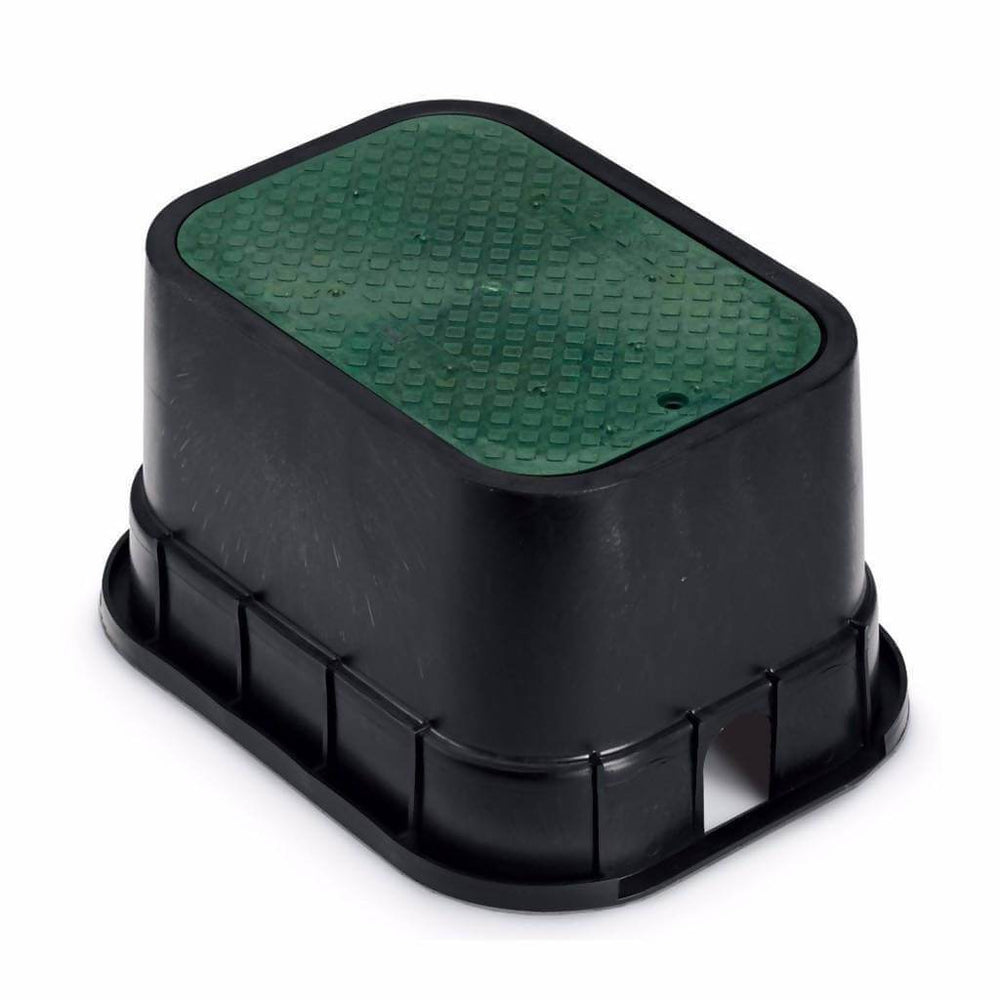 RAIN BIRD PVBSTD Standard Valve Box, 30x46x33cm Black Body & Drop - in Green Lid - H2O Warehouse