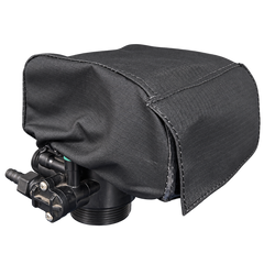 Runxin automatic control valve protective cover fitted to a backwash head – rear view