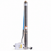 Vega 3SDM borehole pump and control box – representative catalogue-based illustration
