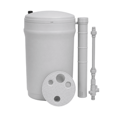 200 L Round Brine Tank Complete with Well, Grid & Brine Valve – Grey - H2O Warehouse