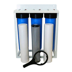 3 Stage Big Blue Water Filtration System With Sediment & Carbon Block Filter Cartridges - 20 Inch, 2720 Litres Per Hour-Water Filtration System-H2O Warehouse