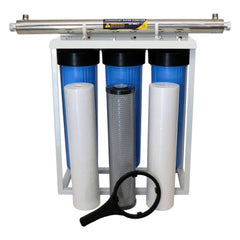 3 Stage Big Blue Water Filtration With 55W UV Sterilizer, Includes 2 Sediment & 1 Carbon Block Filters-Water Filtration System-H2O Warehouse