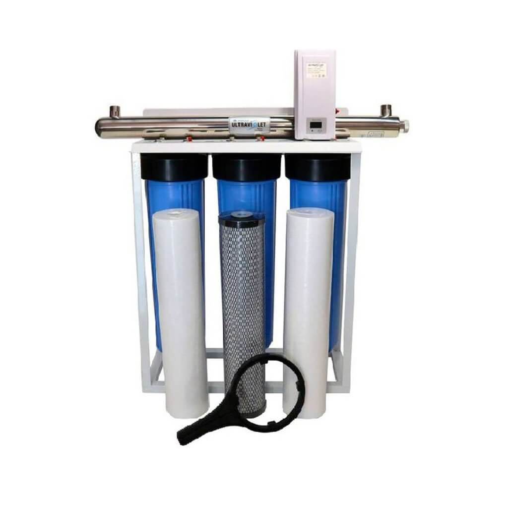 Big Blue Water Filtration System With Advanced 65W Germicidal UV Sterilizer, Includes 2 Sediment & 1 Carbon Block Filter-Water Filtration System-H2O Warehouse