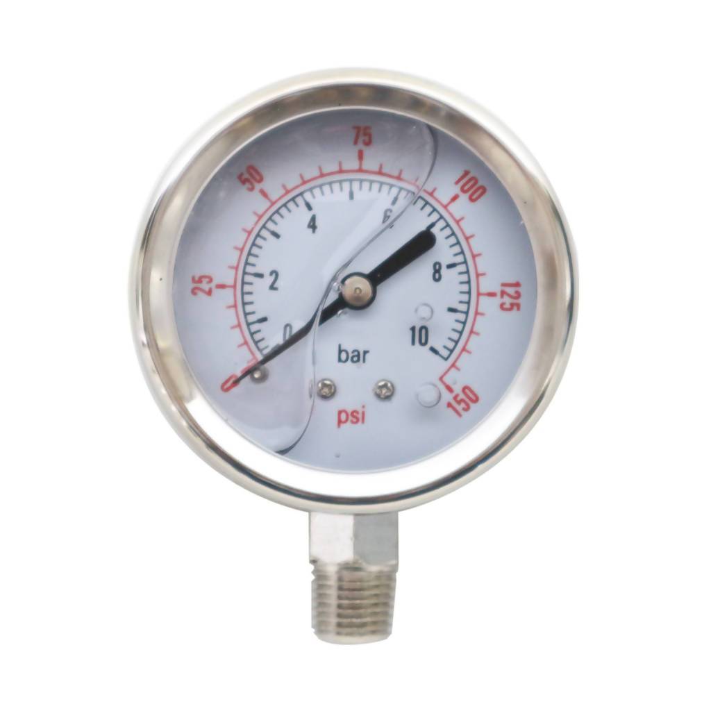 Pressure Gauge, 0-10 Bar, 63mm, 1/4 Inch Bottom Entry-Water Pumps & Accessories-H2O Warehouse