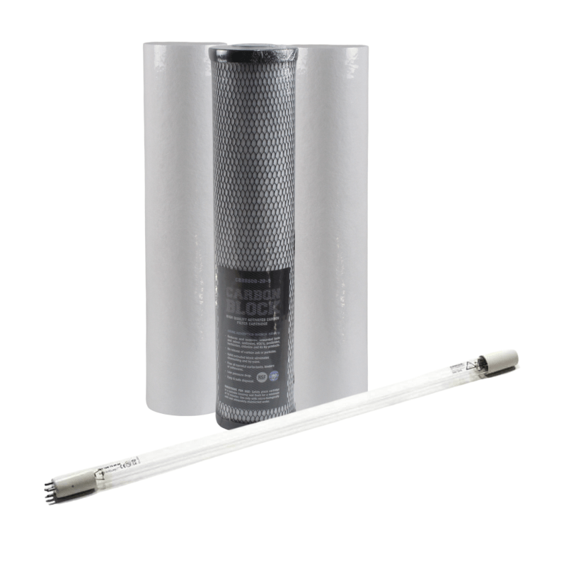 Combo: DARLLY Premium | 3 - Stage Big Blue Replacement Filter Set + 55W UV Lamp - H2O Warehouse