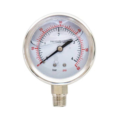 Pressure Gauge (0 - 4 Bar, 63mm Diameter, ¼Inch Bottom Entry) - H2O Warehouse