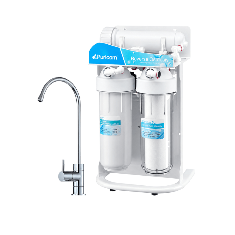 Puricom CE-6 5-Stage Under-Counter Direct-Flow RO System | 400 GPD | Without Pump - H2O Warehouse