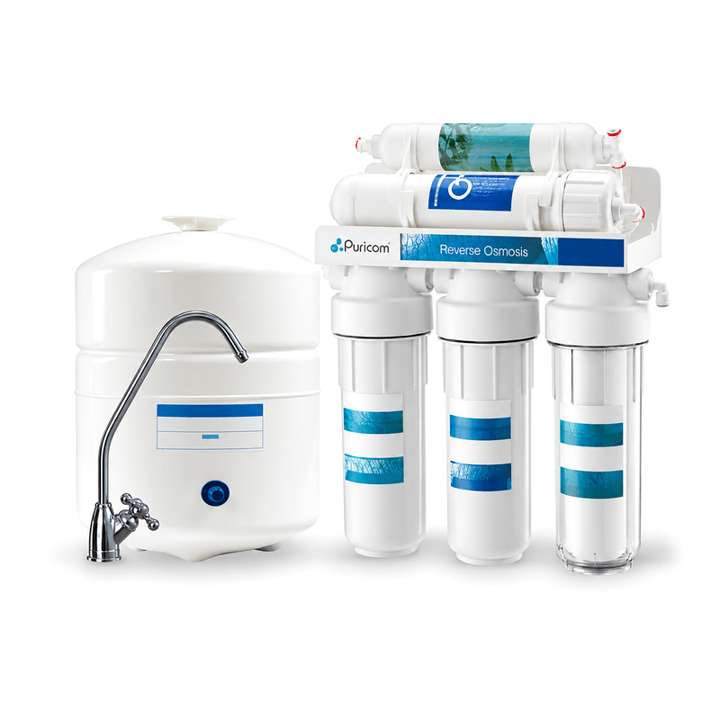 Puricom CE-8P 5-Stage Under-Counter RO System | 50 GPD | With Pump - H2O Warehouse