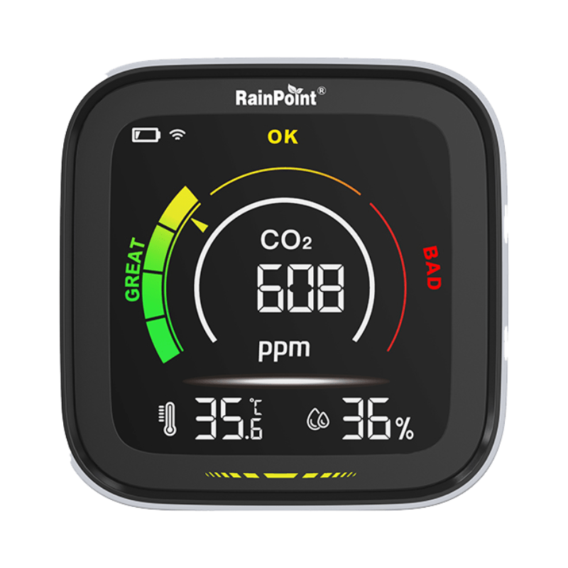 RainPoint Smart Air Quality Meter | CO₂ Detector | Temp | Humidity - H2O Warehouse