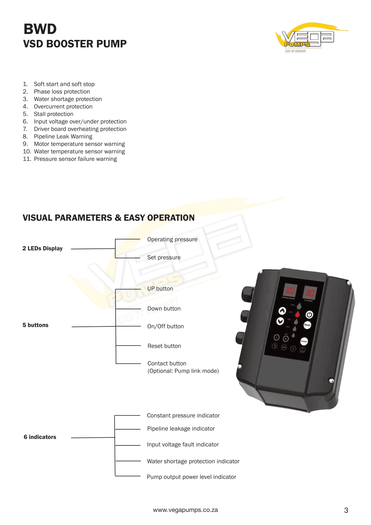 Vega BWD12-40 Smart VSD Booster Pump | 2.2 kW | 220 V - H2O Warehouse