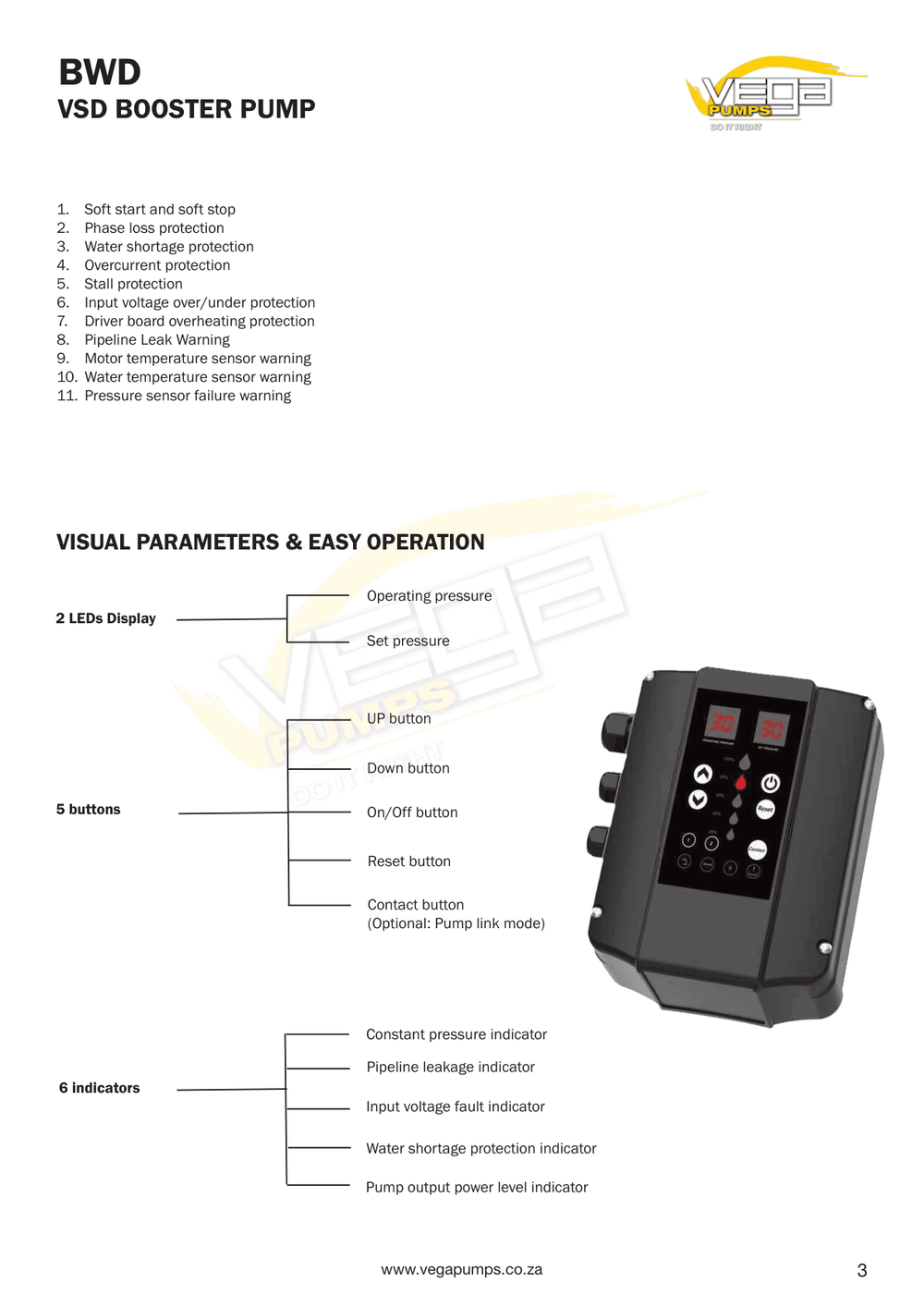 Vega BWD12-40 Smart VSD Booster Pump | 2.2 kW | 220 V - H2O Warehouse