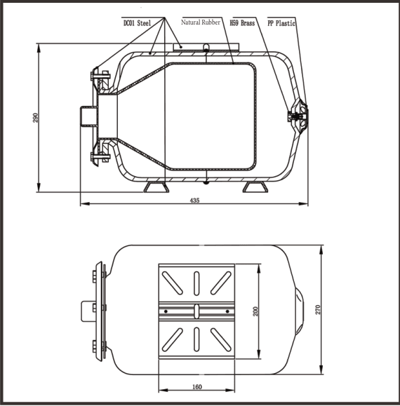 Vega H024 Horizontal Bladder Pressure Tank | 24 L - H2O Warehouse