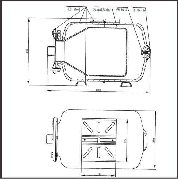 Vega H060 Horizontal Bladder Pressure Tank | 60 L - H2O Warehouse