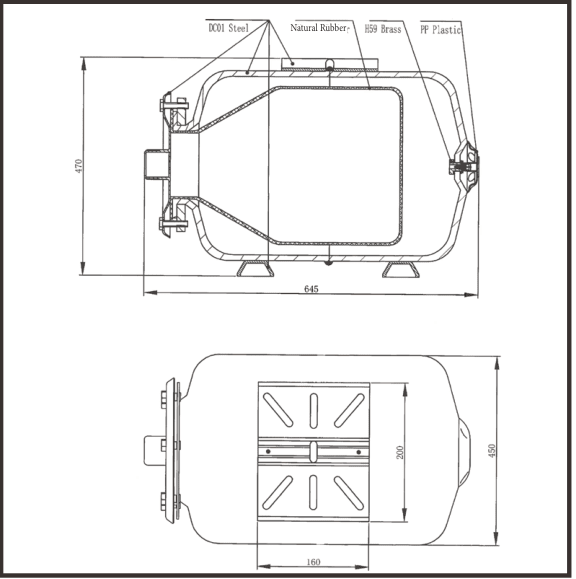 Vega H100 Horizontal Bladder Pressure Tank | 100 L - H2O Warehouse