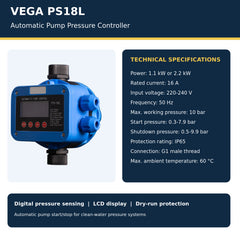 VEGA PS18L automatic pump pressure controller technical specifications