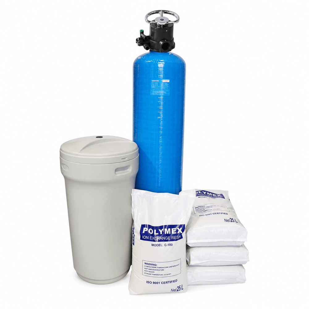 Water Softener FRP Vessel 13×54 – Manual Runxin F64A1 Head, Resin, Brine Tank & Salt - H2O Warehouse