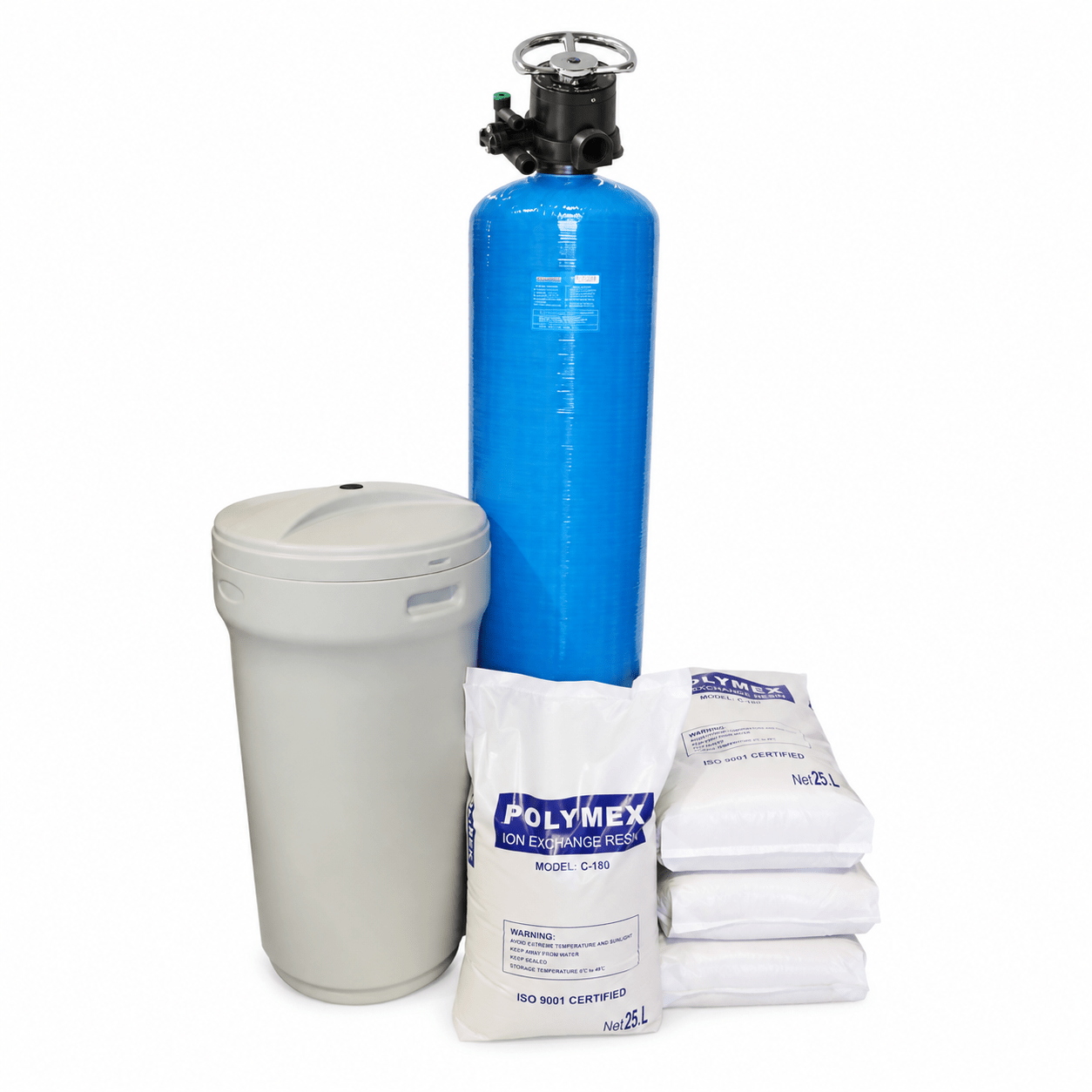 Water Softener FRP Vessel 14×65 – Manual Runxin F64A1 Head, Resin, Brine Tank & Salt - H2O Warehouse